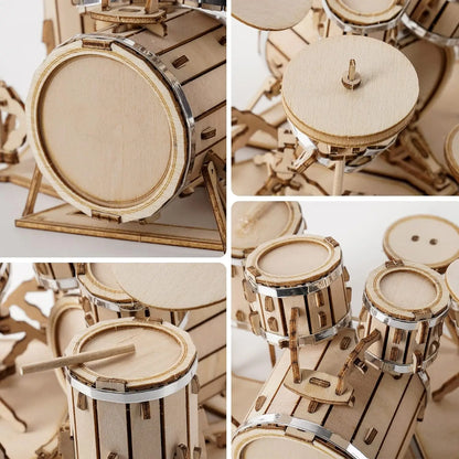 Rolife 3D Wooden Puzzle Musical Instrument Model - Drum Kit