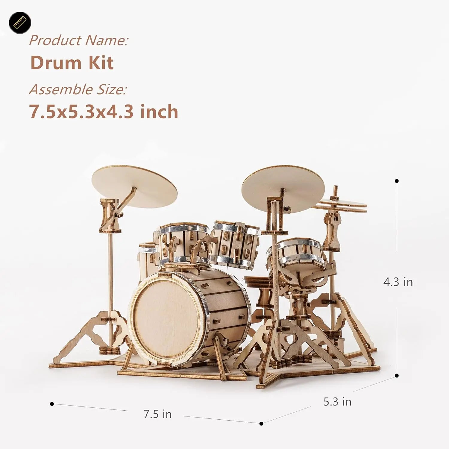 Rolife 3D Wooden Puzzle Musical Instrument Model - Drum Kit