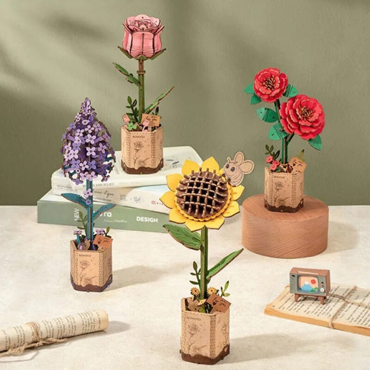 Rowood 3D Wooden Puzzle Model Flower Pot Kits