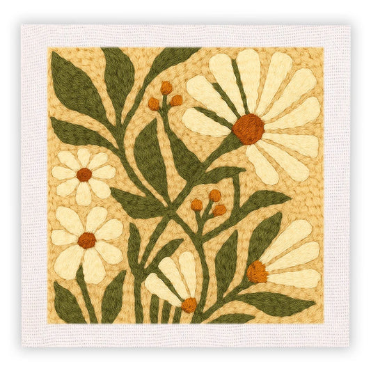 Punch Needle Embroidery Starter Kits With Frame 25cm x 25cm - Classy Daisies