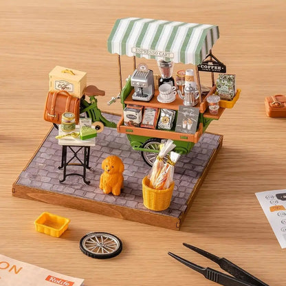 Rolife 3D Wooden Puzzle DIY Miniature Coffee Cart