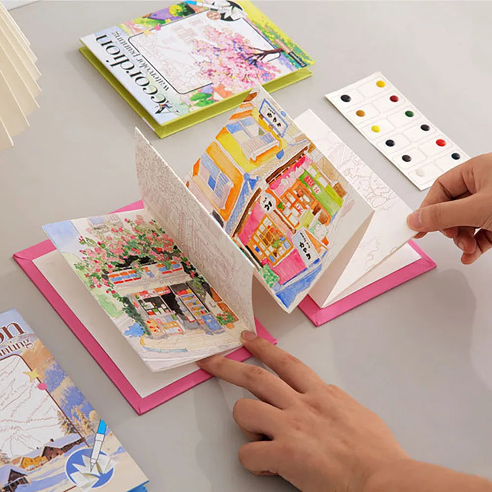 Folding Watercolour painting book set