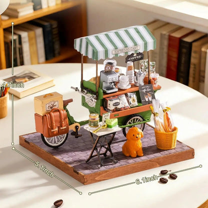 Rolife 3D Wooden Puzzle DIY Miniature Coffee Cart