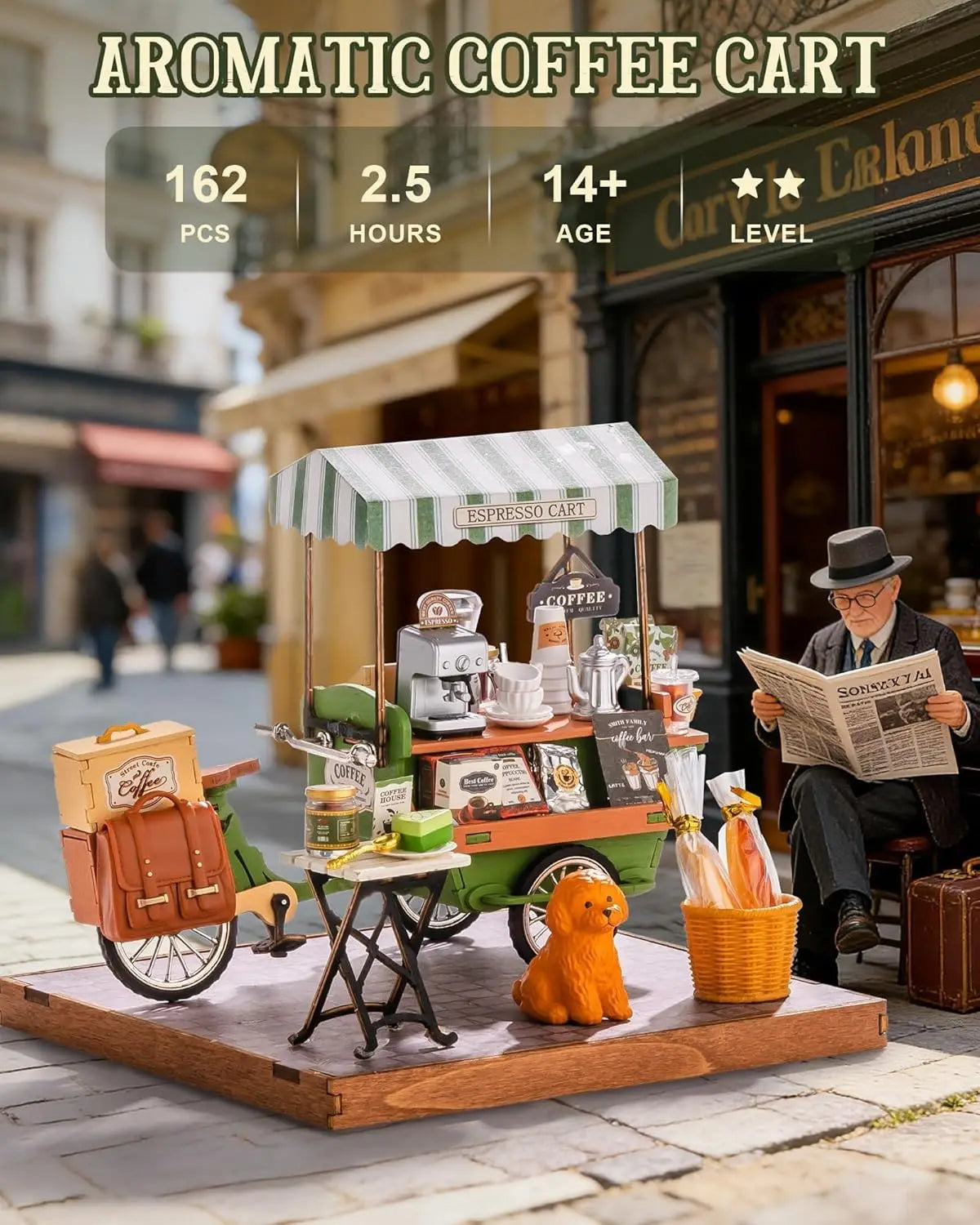 Rolife 3D Wooden Puzzle DIY Miniature Coffee Cart