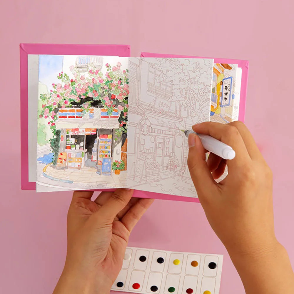 Folding Watercolour painting book set