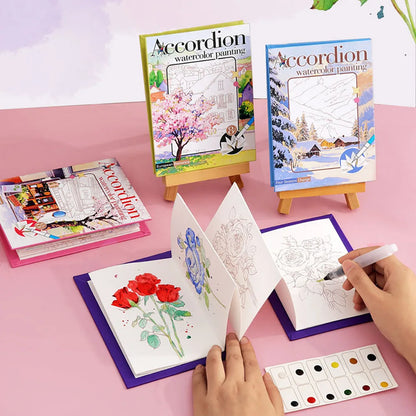 Folding Watercolour painting book set