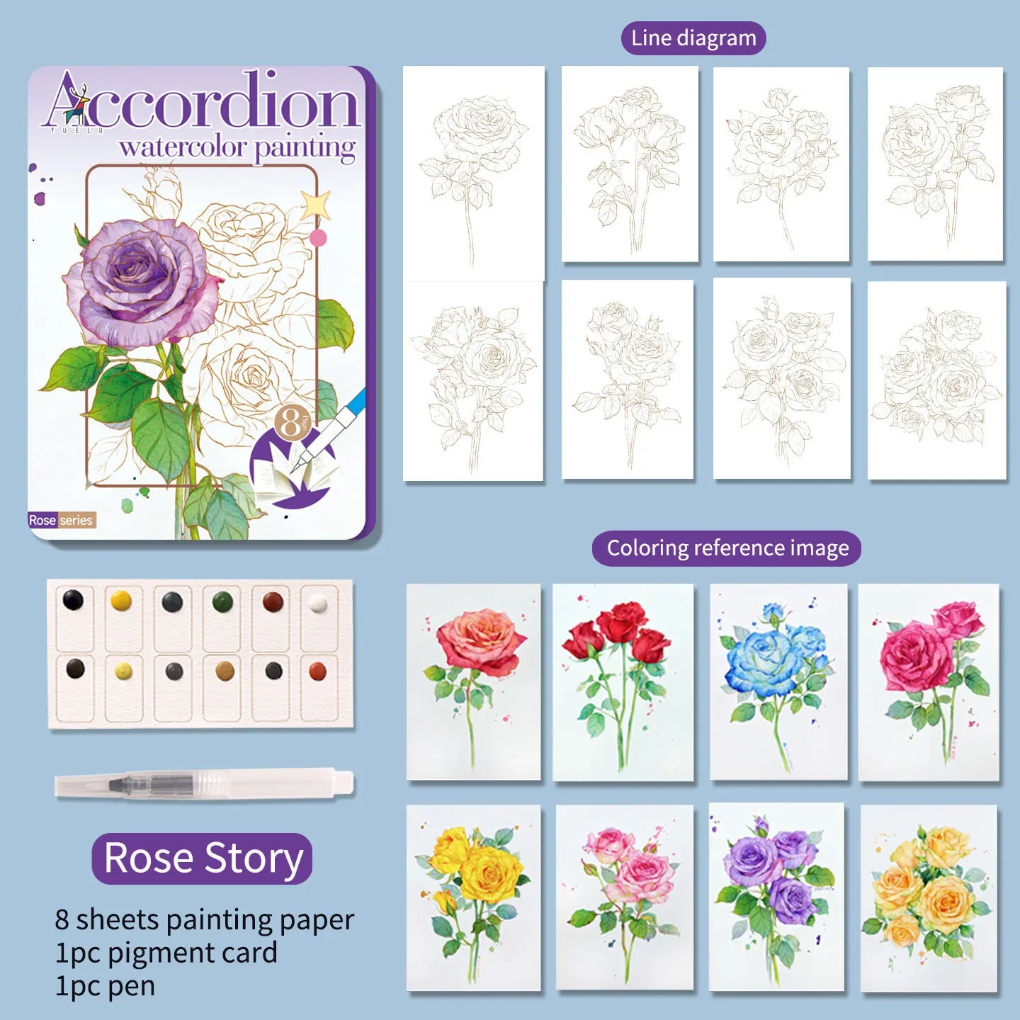 Folding Watercolour painting book set