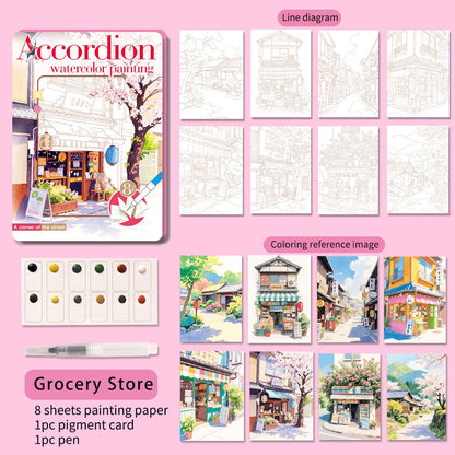 Folding Watercolour painting book set