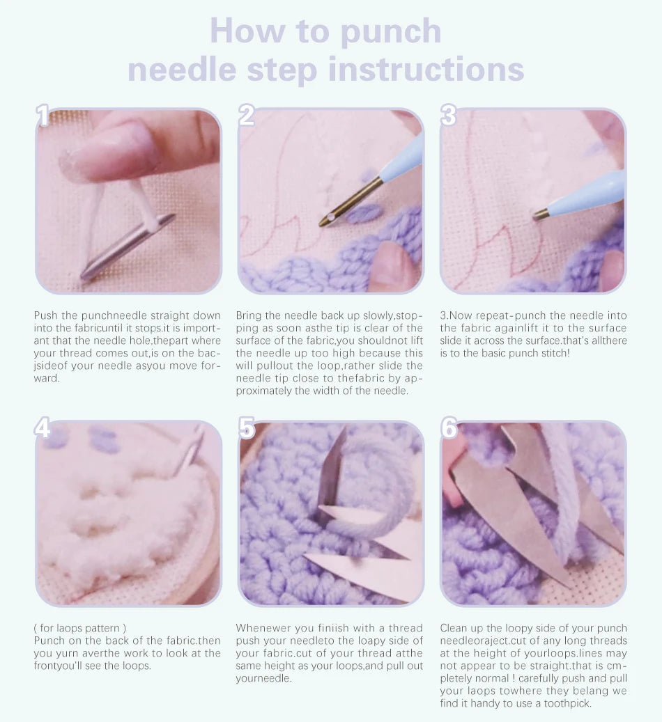 Punch Needle Embroidery Starter Kits With Frame 25cm x 25cm - Rocket Ship