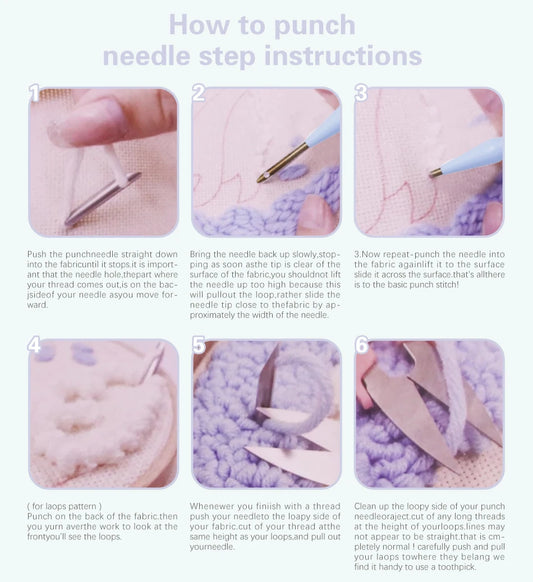 Punch Needle Embroidery Starter Kits With Frame 25cm x 25cm - Rocket Ship