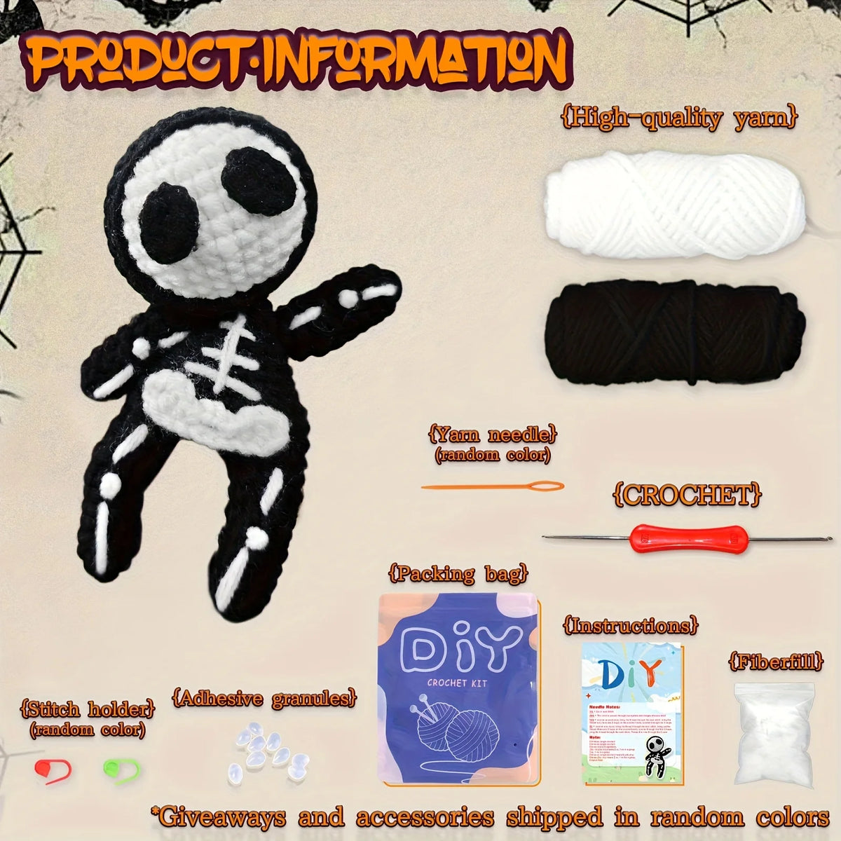 Small Halloween Skeleton Crochet Kit