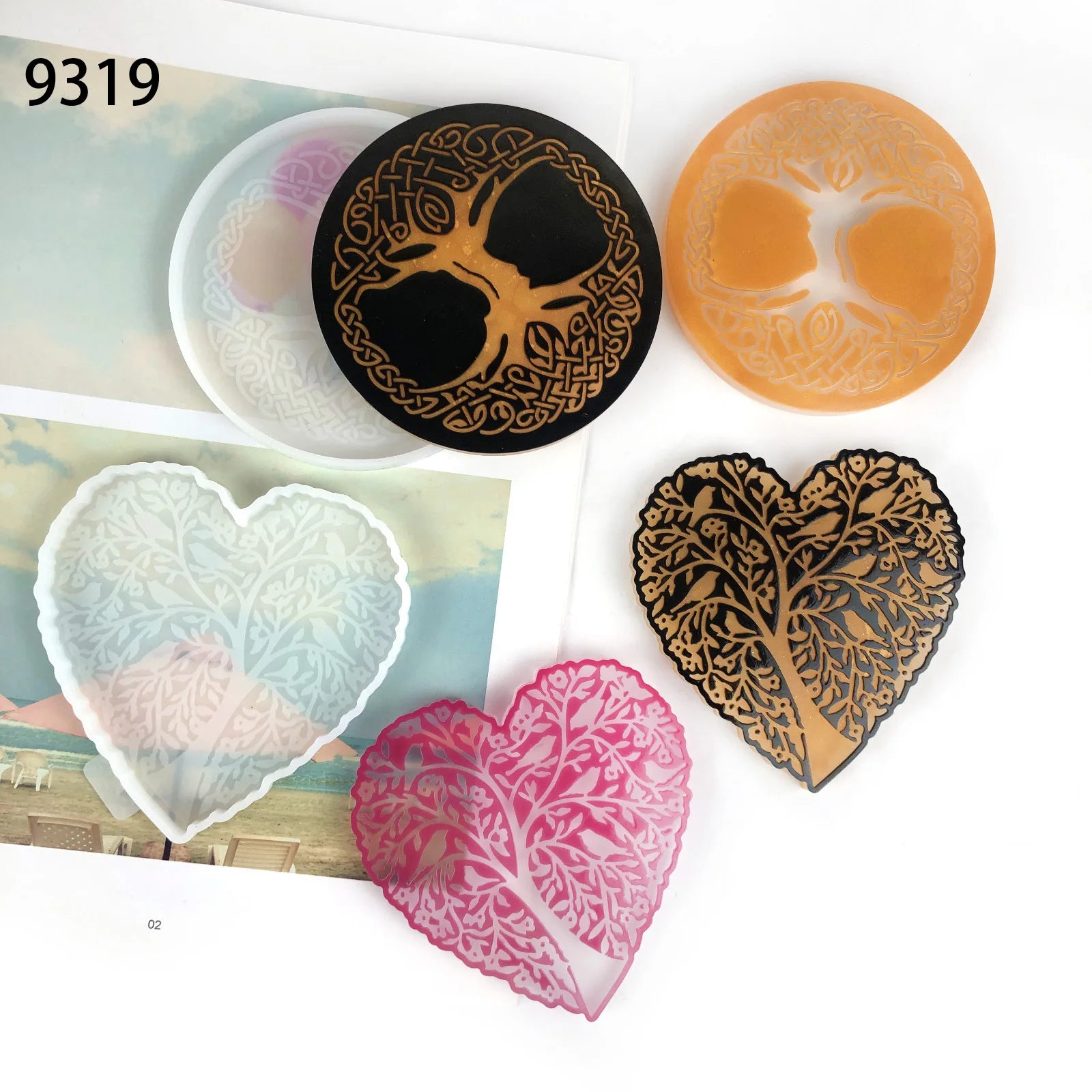 Tree of Life Detail Coaster Epoxy Resin Silicone Mould