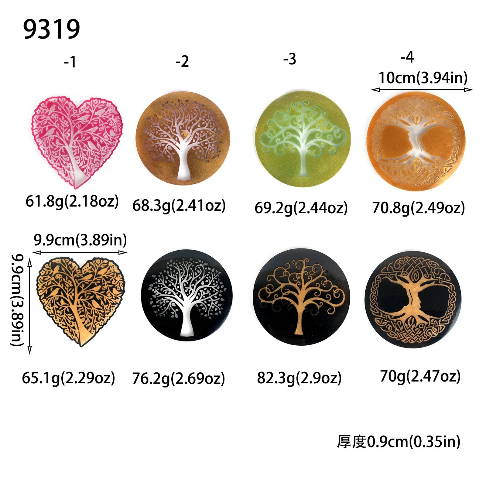 Tree of Life Detail Coaster Epoxy Resin Silicone Mould