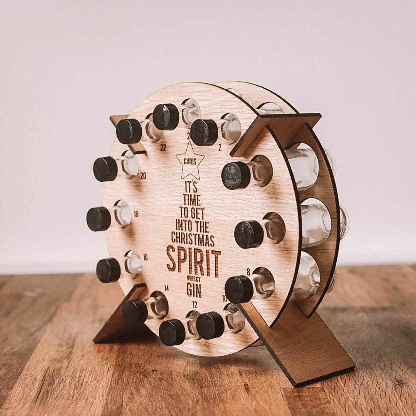 Wooden Adult Mini Spirit Bottle Christmas Advent Calendar
