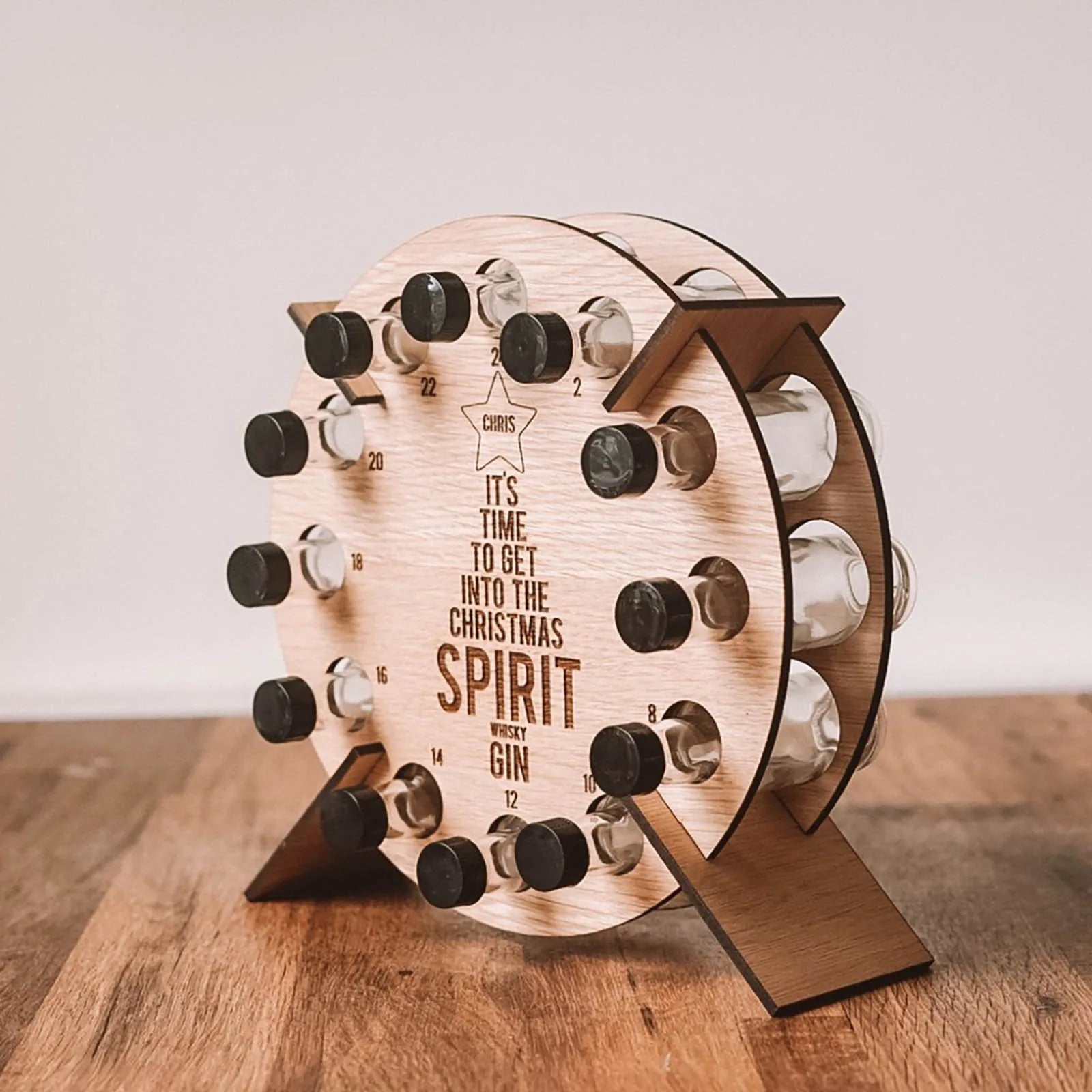 Wooden Adult Mini Spirit Bottle Christmas Advent Calendar