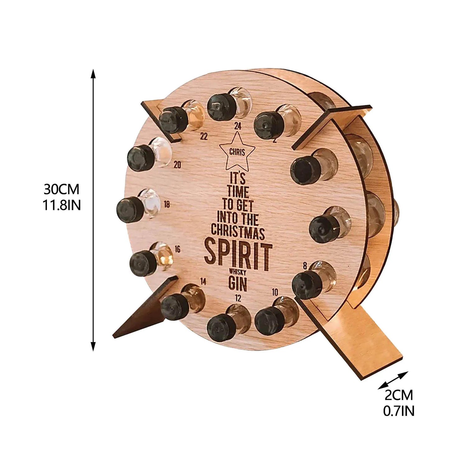 Wooden Adult Mini Spirit Bottle Christmas Advent Calendar