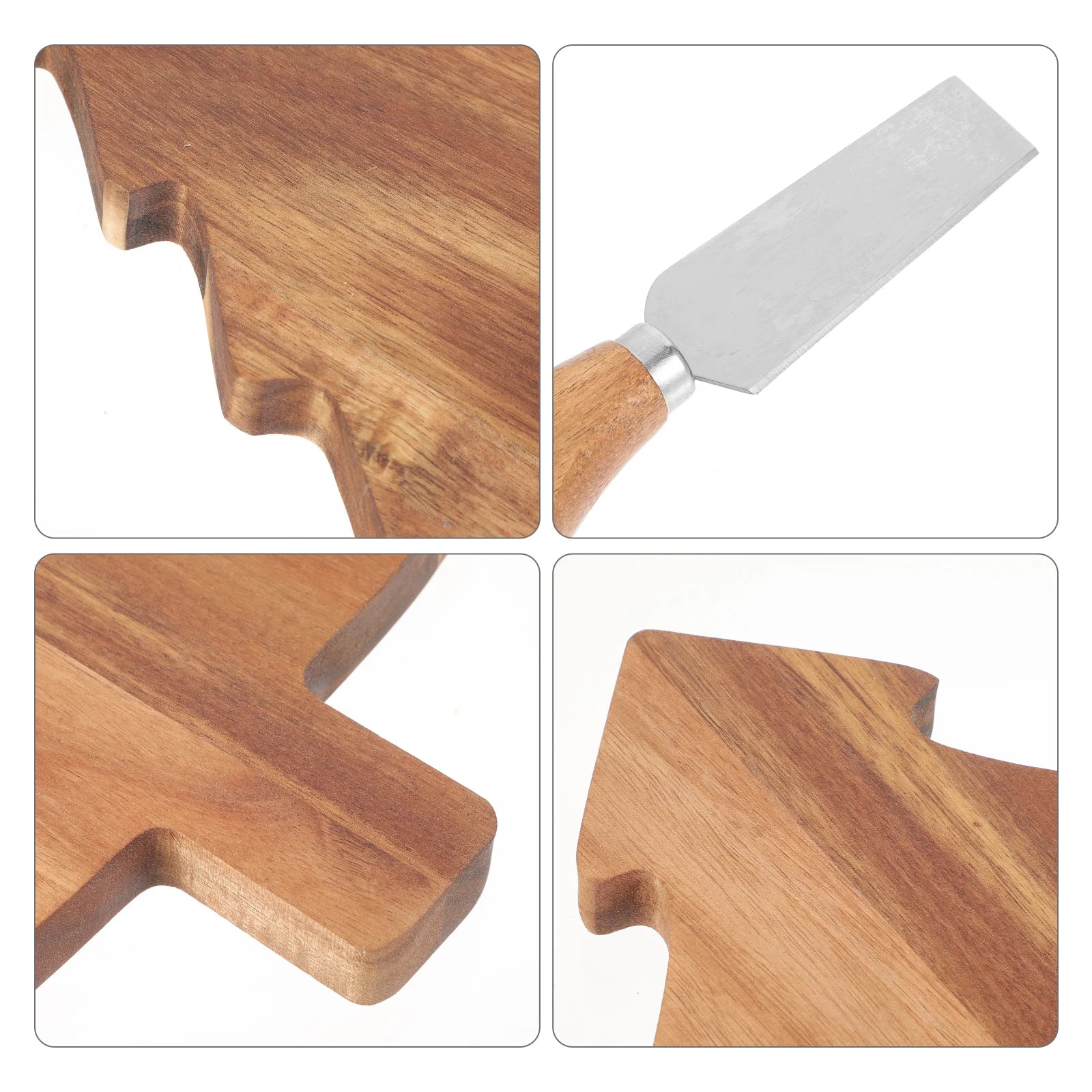 Wooden Christmas Tree Cheese Serving Board Set