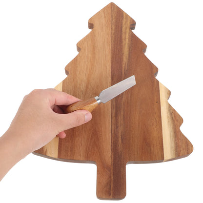 Wooden Christmas Tree Cheese Serving Board Set