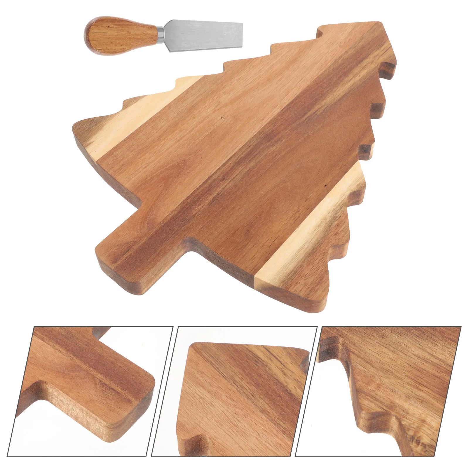 Wooden Christmas Tree Cheese Serving Board Set