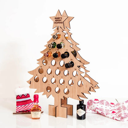 Wooden Christmas Tree Mini Sprit Bottle Advent Calendar