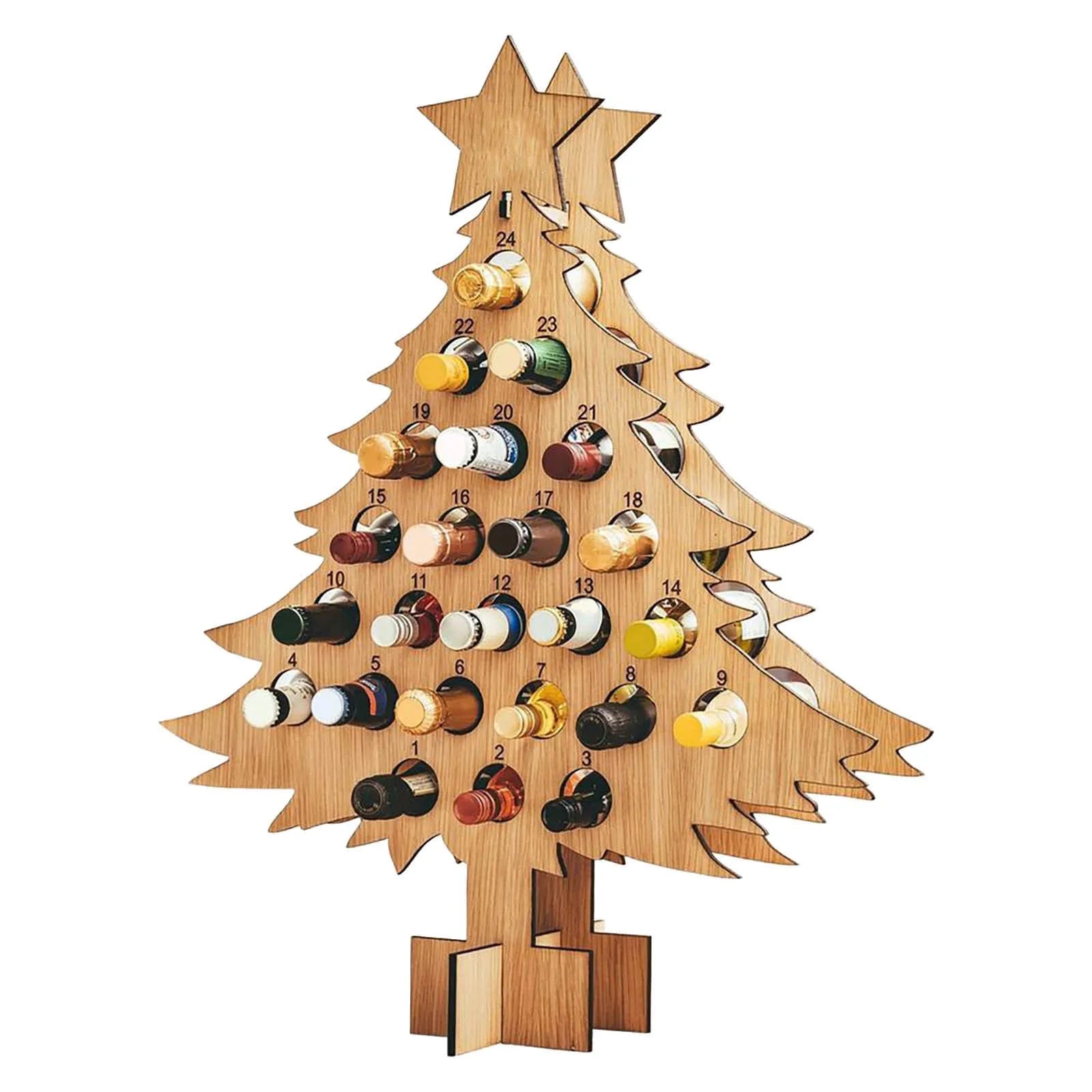 Wooden Christmas Tree Mini Sprit Bottle Advent Calendar