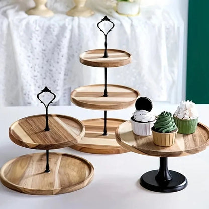 Wooden High Tea Fruit Dessert Tiered Serving Tray