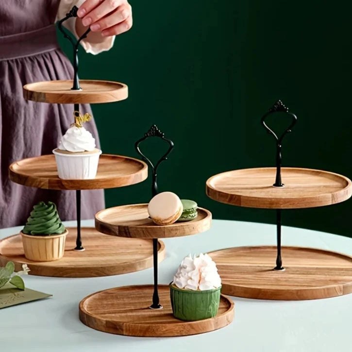 Wooden High Tea Fruit Dessert Tiered Serving Tray