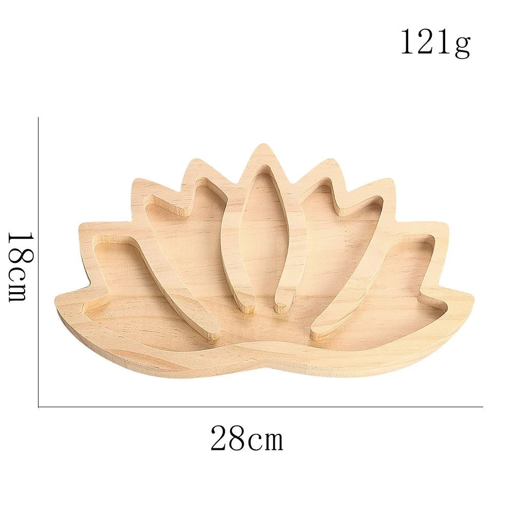 Wooden Lotus Flower Crystal Tray