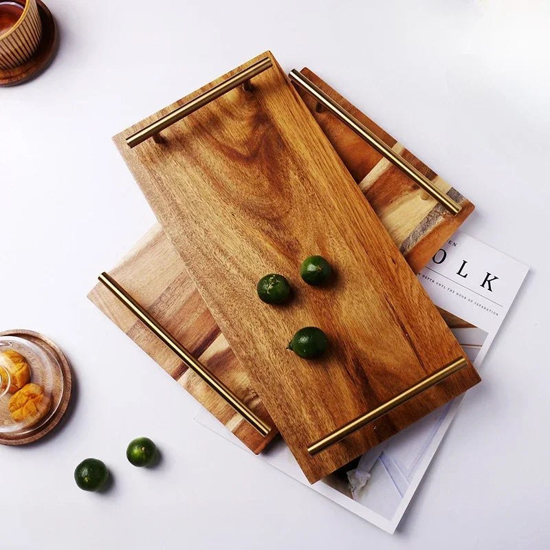 Wooden Serving Tray with Handles