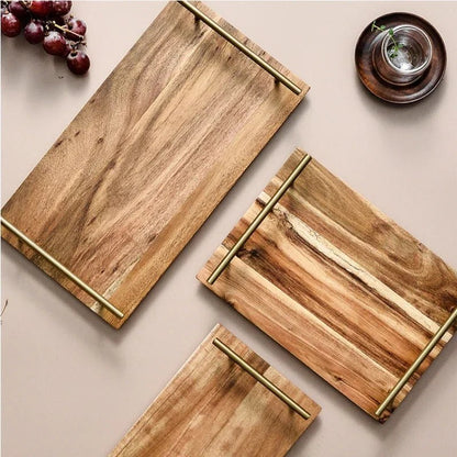 Wooden Serving Tray with Handles