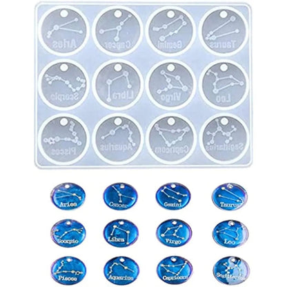 Zodiac Constellation Key Ring Tag Charm Resin Mould