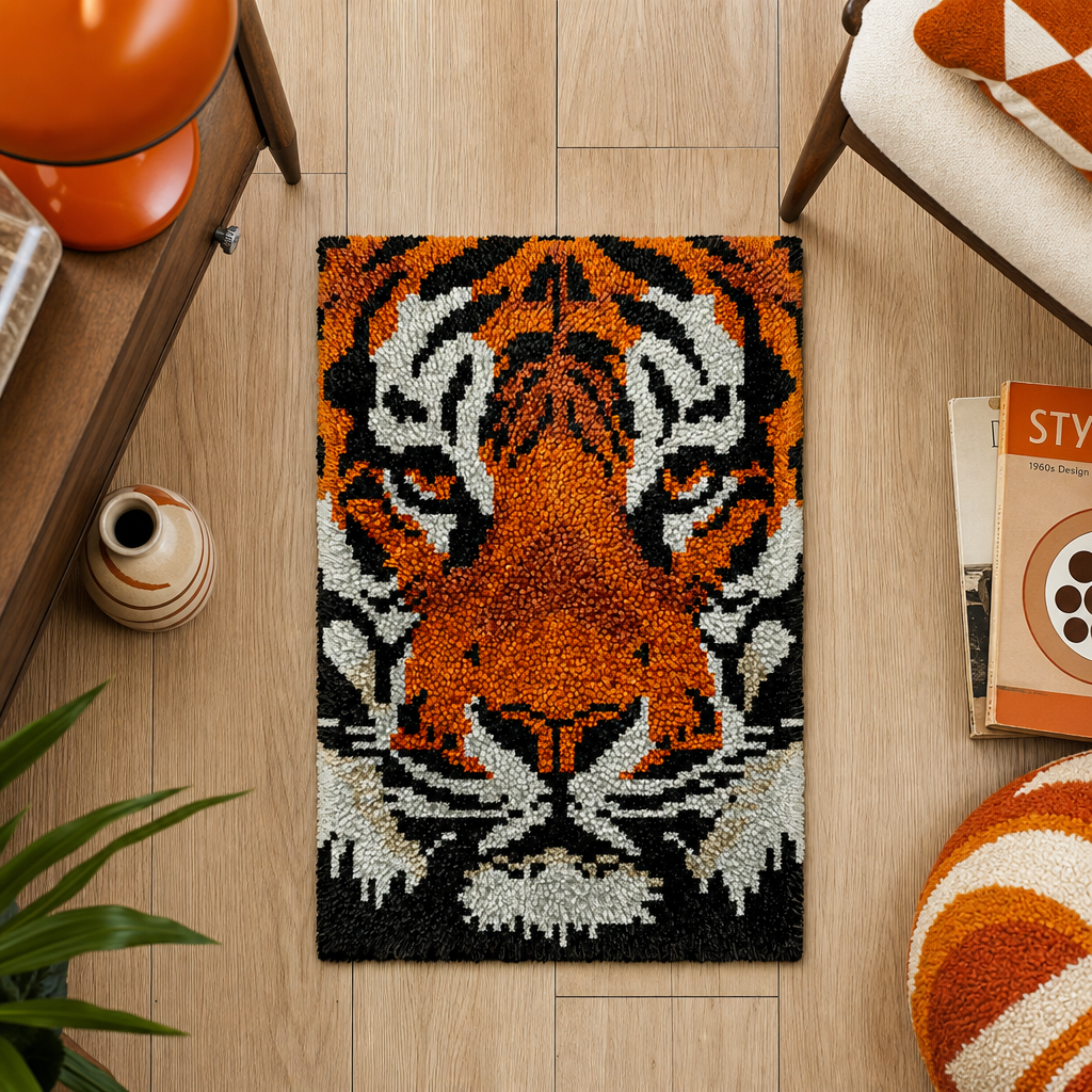 Latch Hook Rug Making Kit - Tiger Face Majesty - 40x60cm