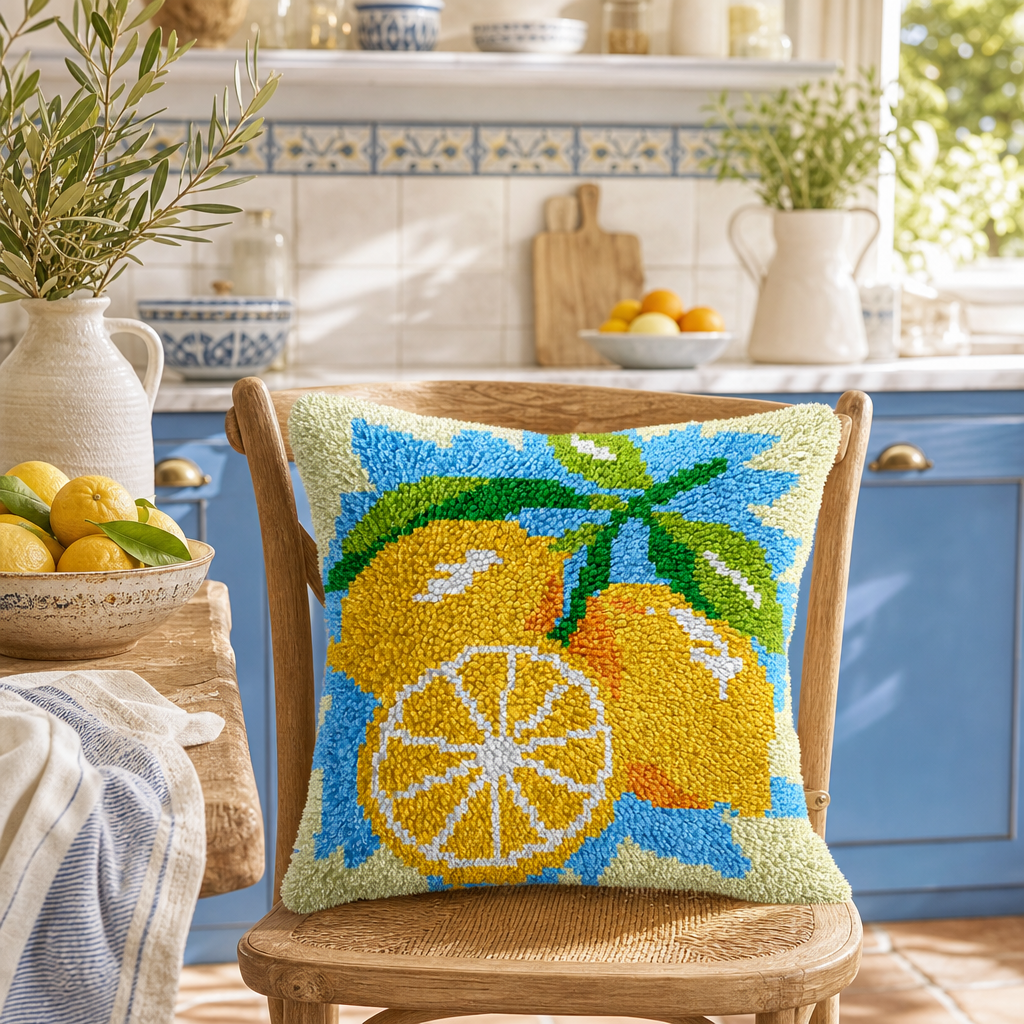 Latch Hook Pillow Making Kit - Lemon Lush Design