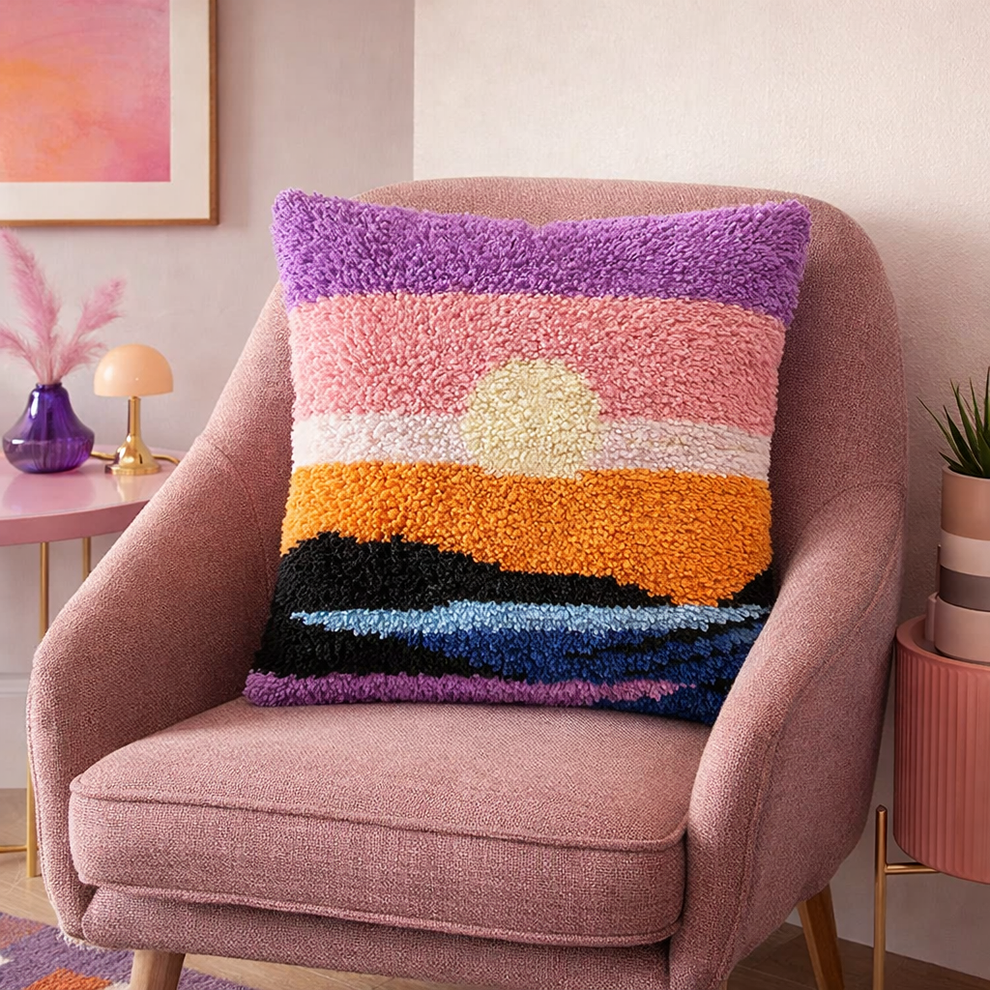 Latch Hook Pillow Making Kit - Moonlight Horizon - Craft Project Kit ...