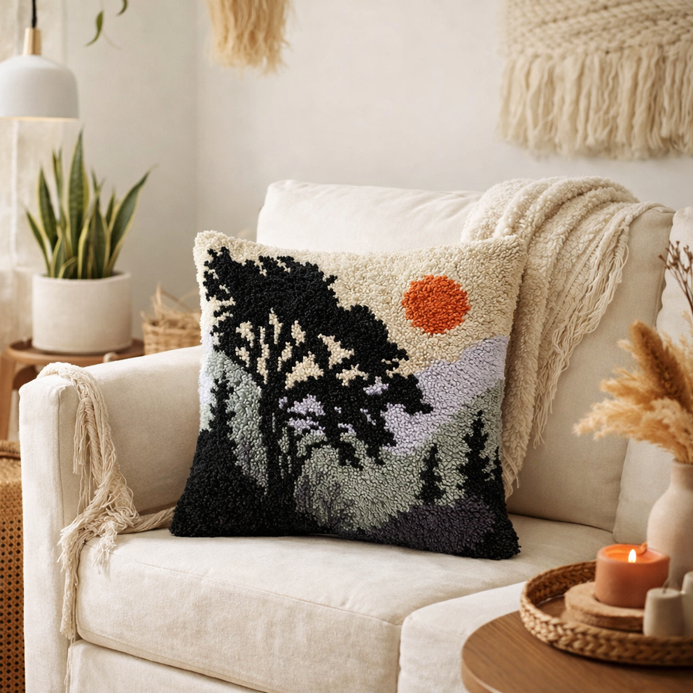 Latch Hook Pillow Making Kit - Mystique Mountains - Craft Project Set ...