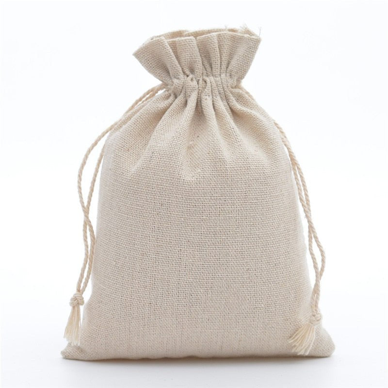 10 x Cotton Linen Drawstring Gift Bag Santa Sacks Blanks Blanks