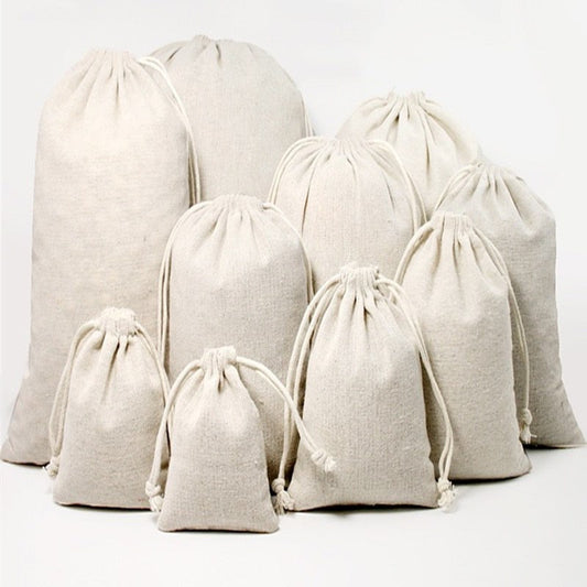 10 x Cotton Linen Drawstring Gift Bag Santa Sacks Blanks Blanks