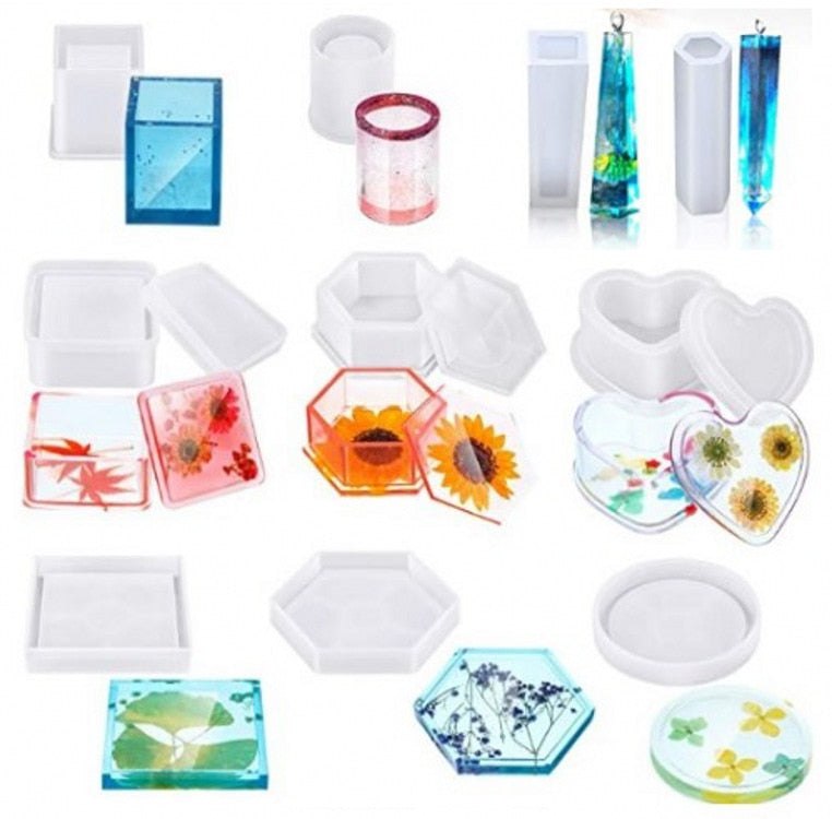 10pc Resin Mould Trinket and Coaster Silicone Mould Starter Pack