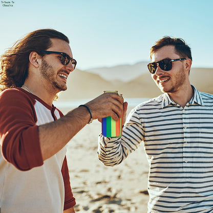 12 Pack Rainbow Striped Beer Can Coolers Neoprene Blanks