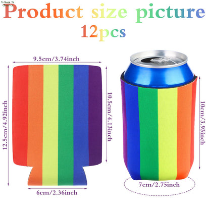12 Pack Rainbow Striped Beer Can Coolers Neoprene Blanks
