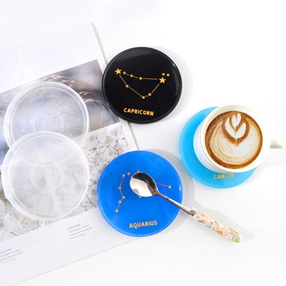 12PCS/Set Zodiac Coasters Silicone Moulds Resin