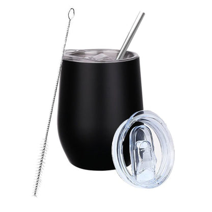 12oz Stainless Steel Tumbler With Metal Straw, Brush & Lid Blanks