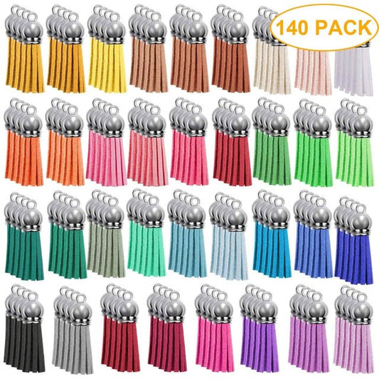 140 Pack of Assorted Key Ring Tassels 