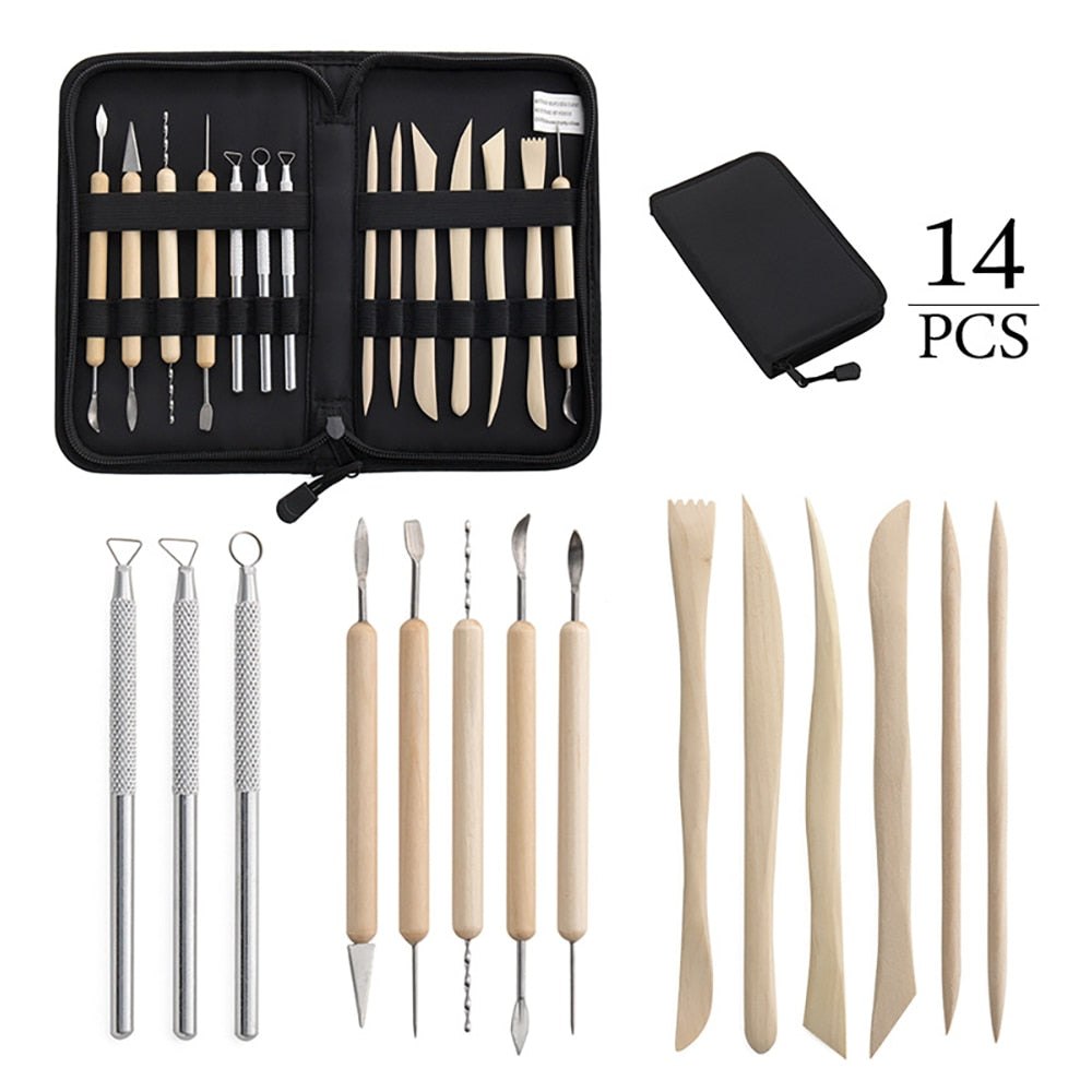 14pcs Pottery Ceramic Tools Kit Polymer Clay Sculpting Carving Modelling DIY