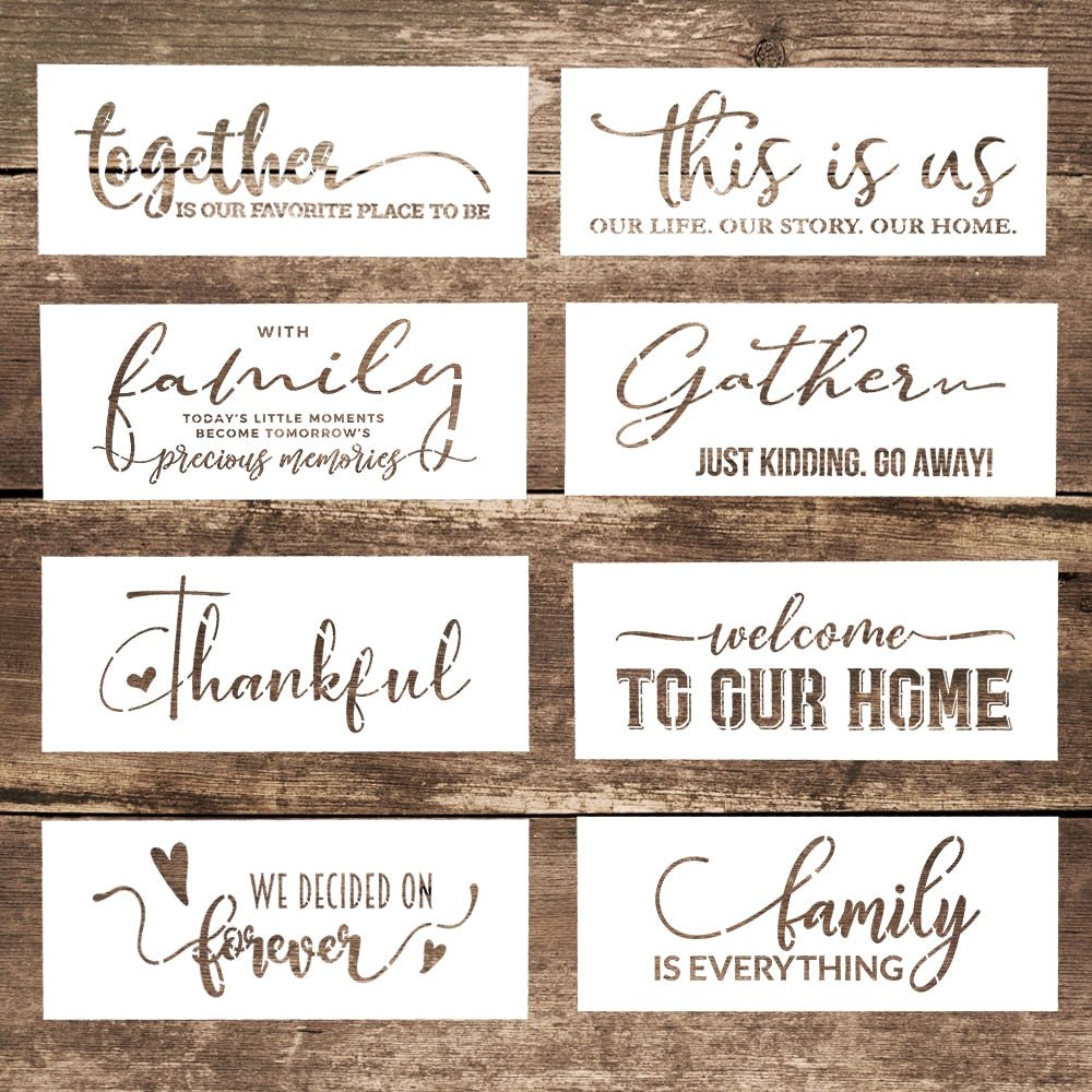 15x 36cm Craft Letter Quote Stencils Set 8 pcs