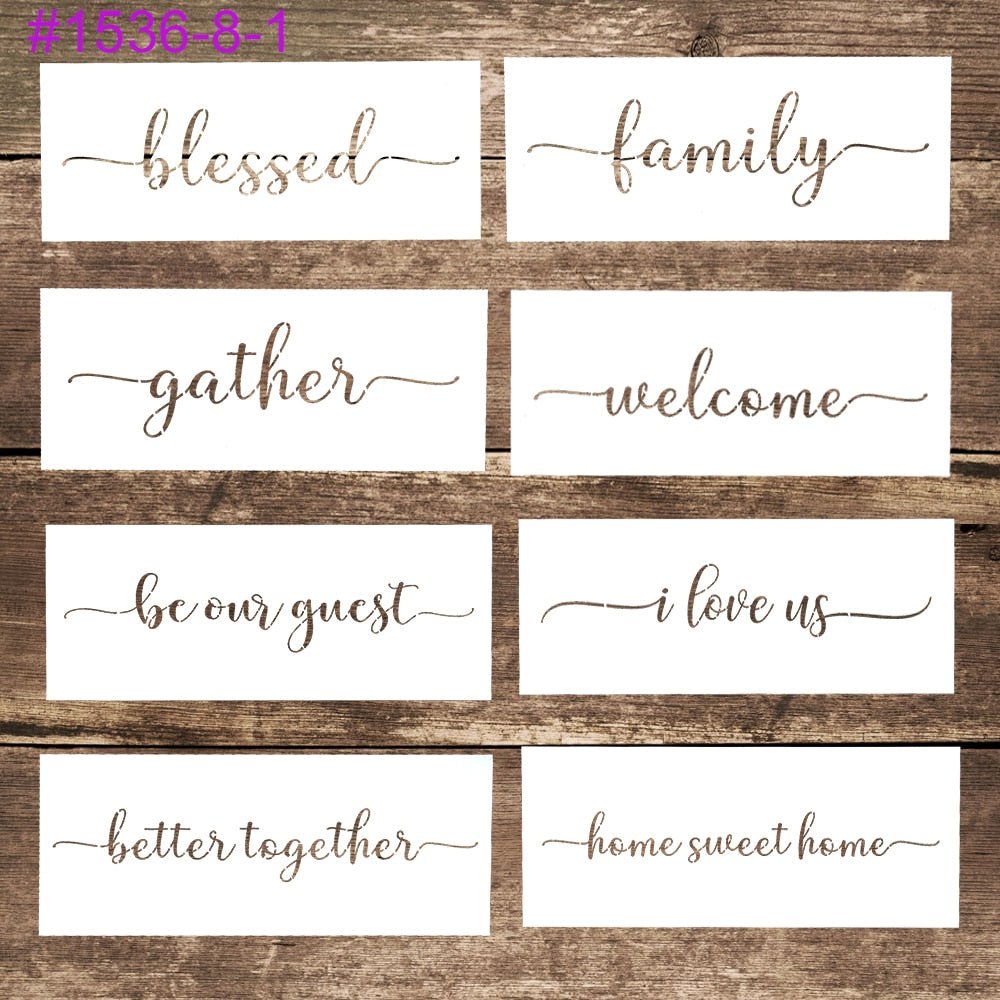 15x 36cm Craft Letter Quote Stencils Set 8 pcs