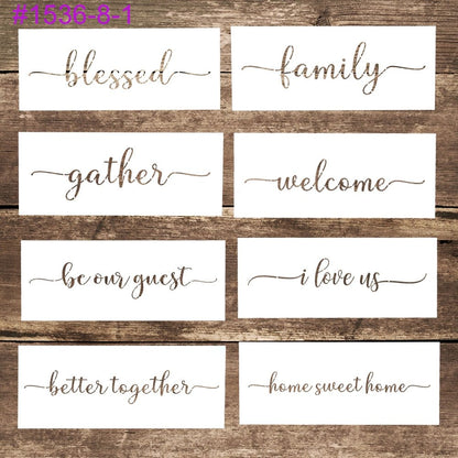 15x 36cm Craft Letter Quote Stencils Set 8 pcs