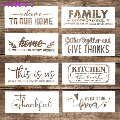 15x 36cm Craft Letter Quote Stencils Set 8 pcs