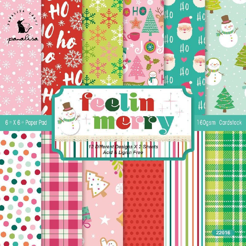 160gsm Scrapbook Cardstock Craft Paper - 6Inch - Feelin Merry