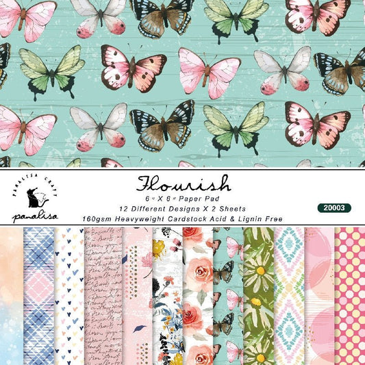 160gsm Scrapbook Cardstock Craft Paper - 6Inch - Flourish